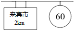 ...小强一家开小车到来宾市旅游,接近来宾市时,看到路边标志牌如图所示...